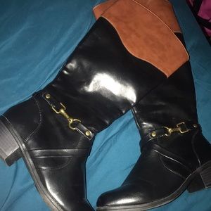 Black and brown boots